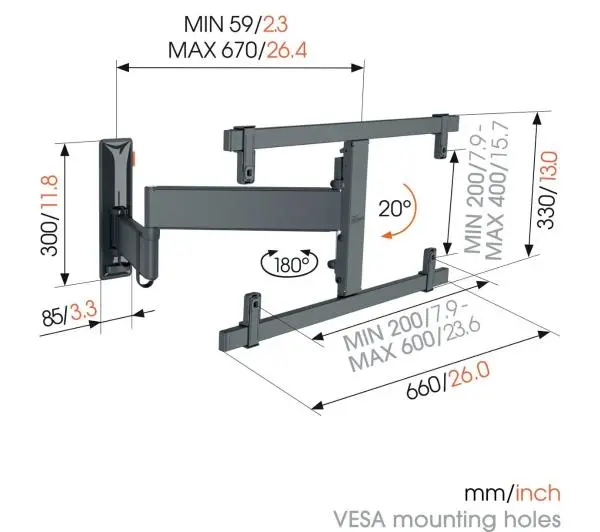Vogels TVM 3663 od 40" do 77" Max 35kg - Kup na Raty - RRSO 0%