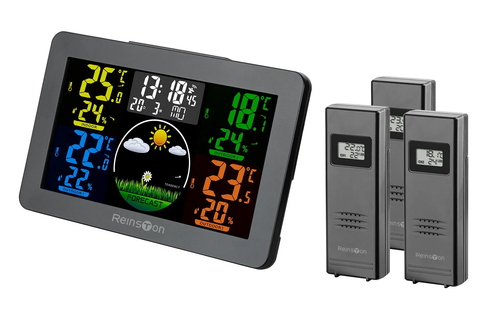 Stacja pogody Reinston ESPOG08 3 bezprzewodowe czujniki w zestawie