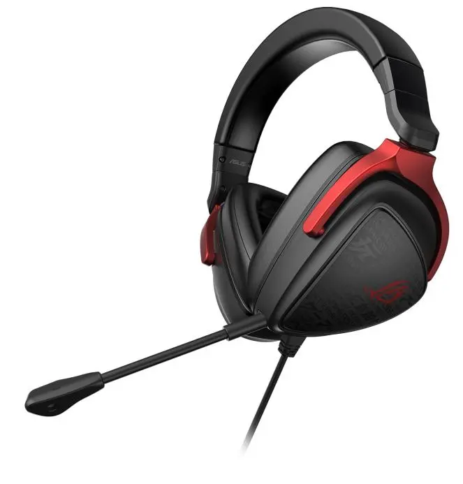 Słuchawki przewodowe z mikrofonem ASUS ROG Delta S Core Nauszne Czarno-czerwony