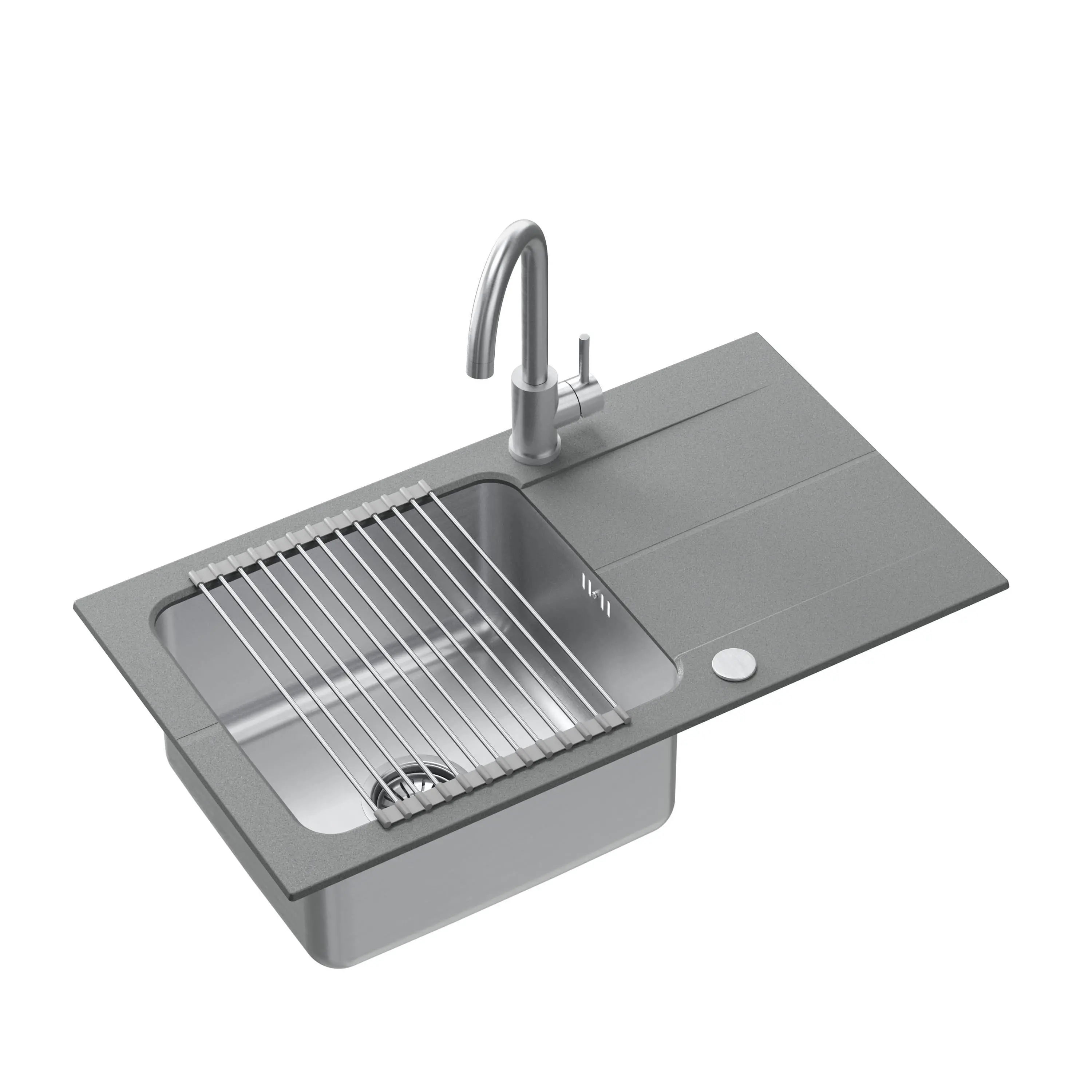 Zlewozmywak Quadron FUS_E7844SZ_3623500BS_RQ Edward Szary + bateria Kate Stalowy