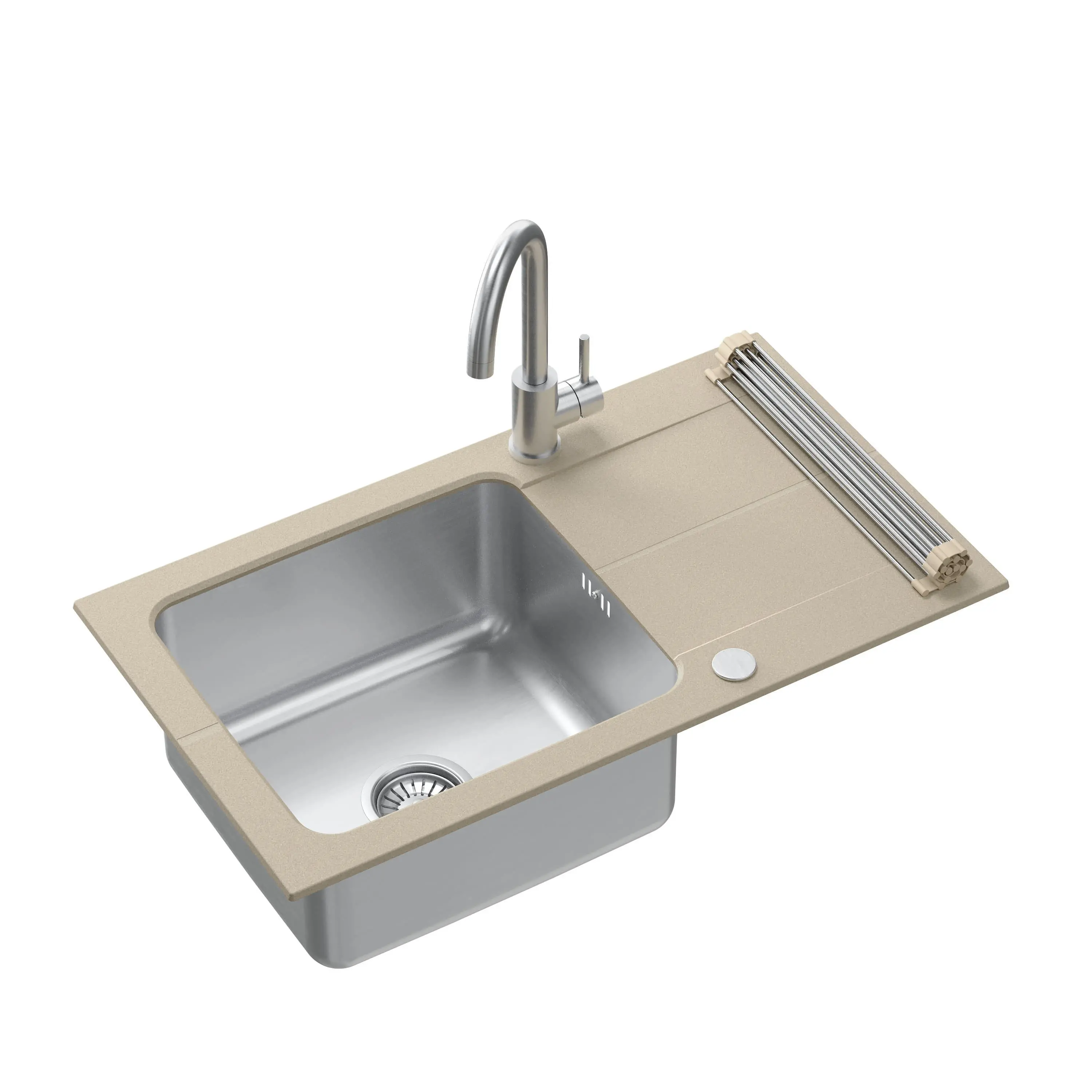 Zlewozmywak Quadron FUS_E7844BE_3623500BS_RQ Edward Beżowy + bateria Kate Stalowy