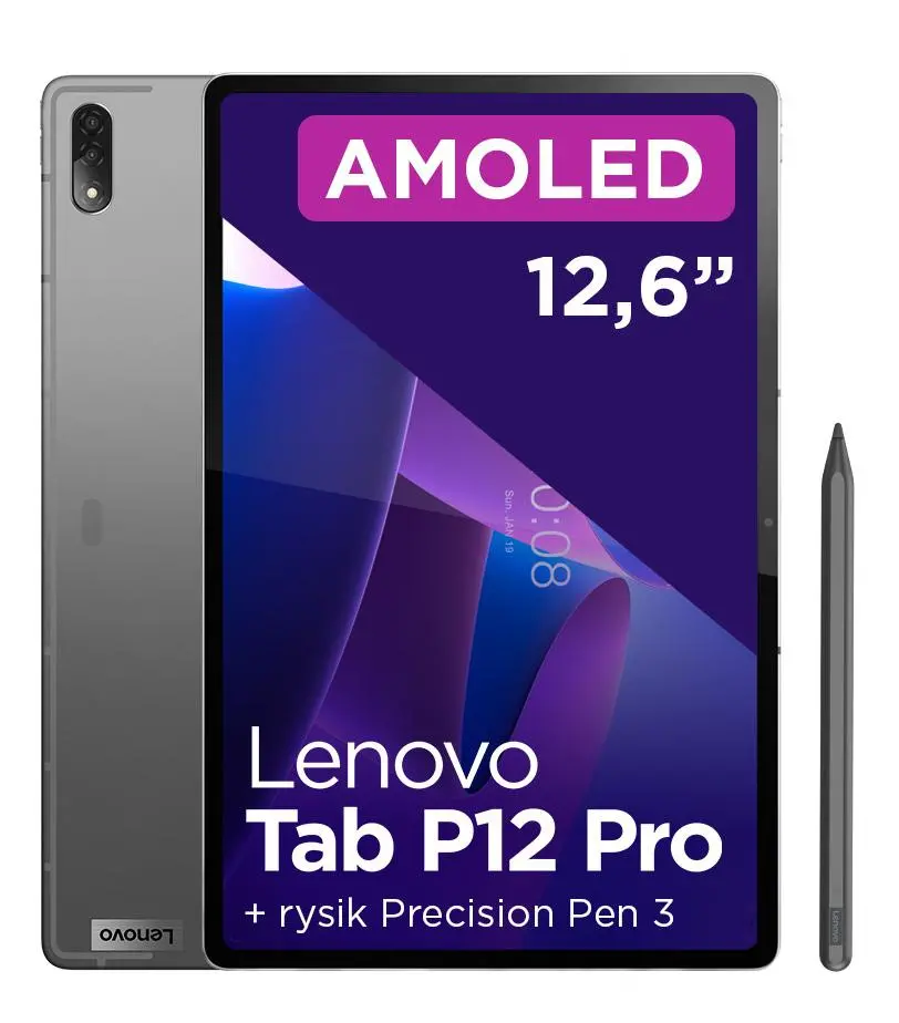 Tablet Lenovo Tab P12 Pro TB-Q706F 12,6" 8/256GB Wi-Fi Storm Grey + Rysik Precision Pen 3