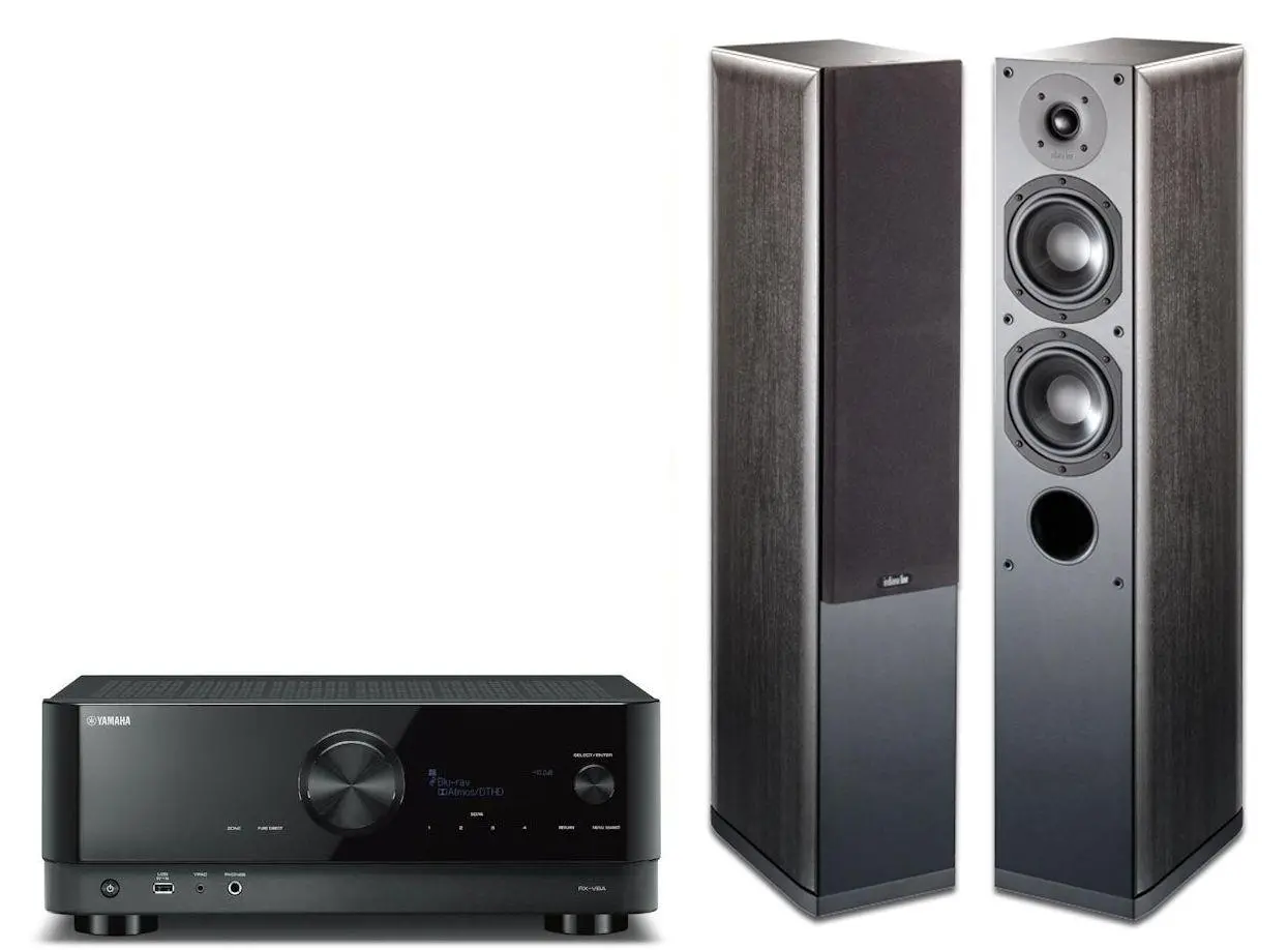 Zestaw stereo Yamaha MusicCast RX-V6A Czarny, Indiana Line Nota 550 X Czarny dąb