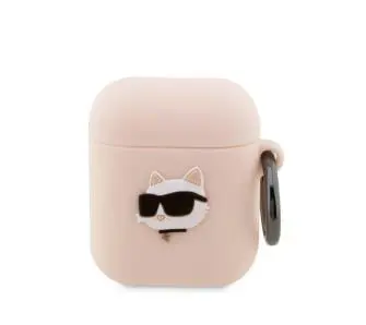 Etui na słuchawki Karl Lagerfeld Silicone Choupette Head 3D do AirPods 1/2 Różowy