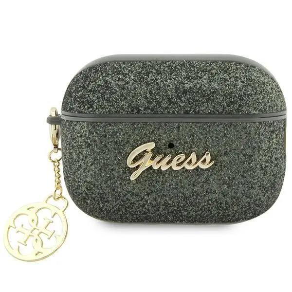 Etui na słuchawki Guess Glitter Flake 4G Charm GUAP2GLGSHA do AirPods Pro 2 Zielony