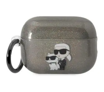 Etui na słuchawki Karl Lagerfeld Glitter Karl&Choupette KLAP2HNKCTGK do AirPods Pro 2 Czarny