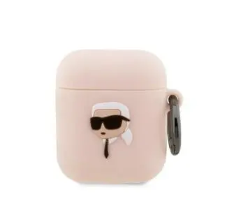 Etui na słuchawki Karl Lagerfeld Silicone Karl Head 3D KLA2RUNIKP do AirPods 1/2 Różowy