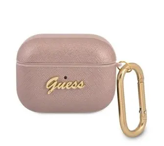 Etui na słuchawki Guess Saffiano Script Metal Collection GUAPSASMP do AirPods Pro Różowy