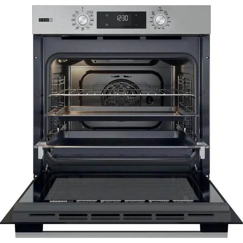 Piekarnik elektryczny parowy Whirlpool OMSK58HU1SX Termoobieg Srebrno-czarny