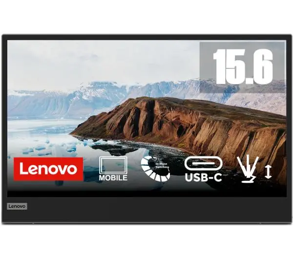 Lenovo ThinkVision M15 Monitor - Display 15,6 Full HD (1920x1080, IPS, 6ms, 60Hz, Input USB-C, Black) Inclinazione ed altezza regolabili, Nero - Esclusiva