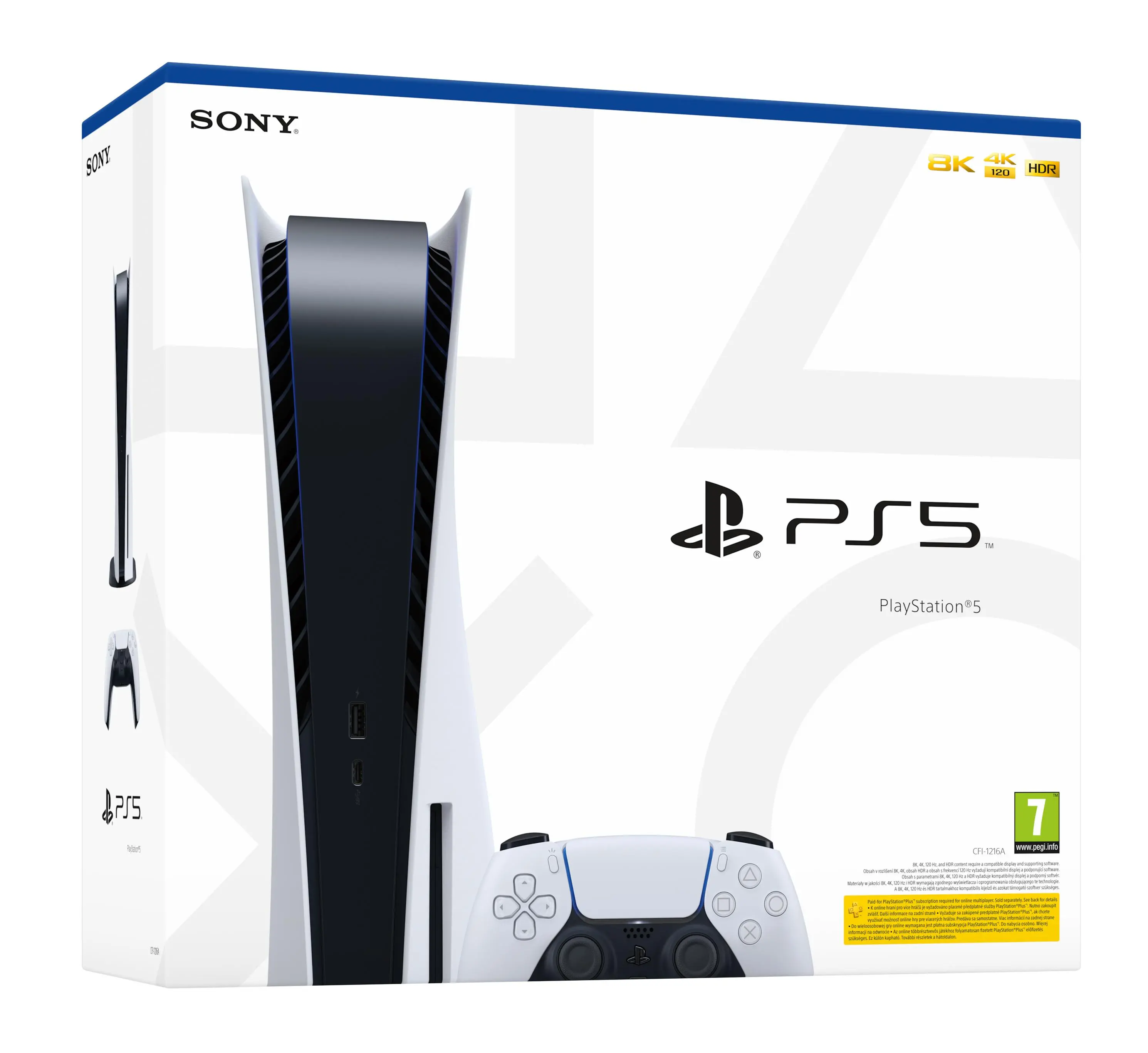 Konsola Sony PlayStation 5 (PS5) z napędem + Słuchawki PULSE 3D Biały + Dodatkowy Pad Niebieski