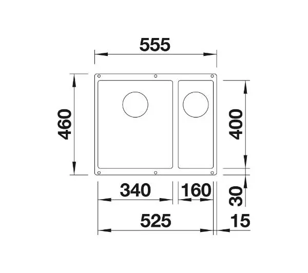 Blanco SUBLINE 340/160-U 527346 Komora z prawej strony Granitowy Szary - Kup na Raty - RRSO 0%