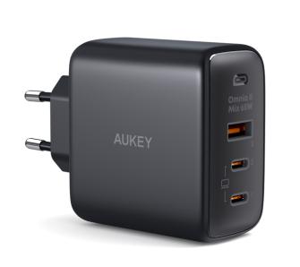 Ładowarka sieciowa Aukey Omnia II PA-B6T-BK GaN, 2x USB-C, USB-A, QC, PD 65W, Czarny