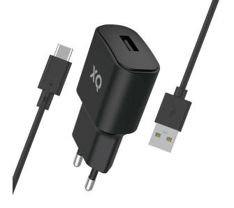 Ładowarka sieciowa Xqisit USB A 2,4 A + kabel USB-C 1m Czarny