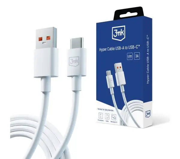 3mk Hyper USB-A do USB-C 3A Biały