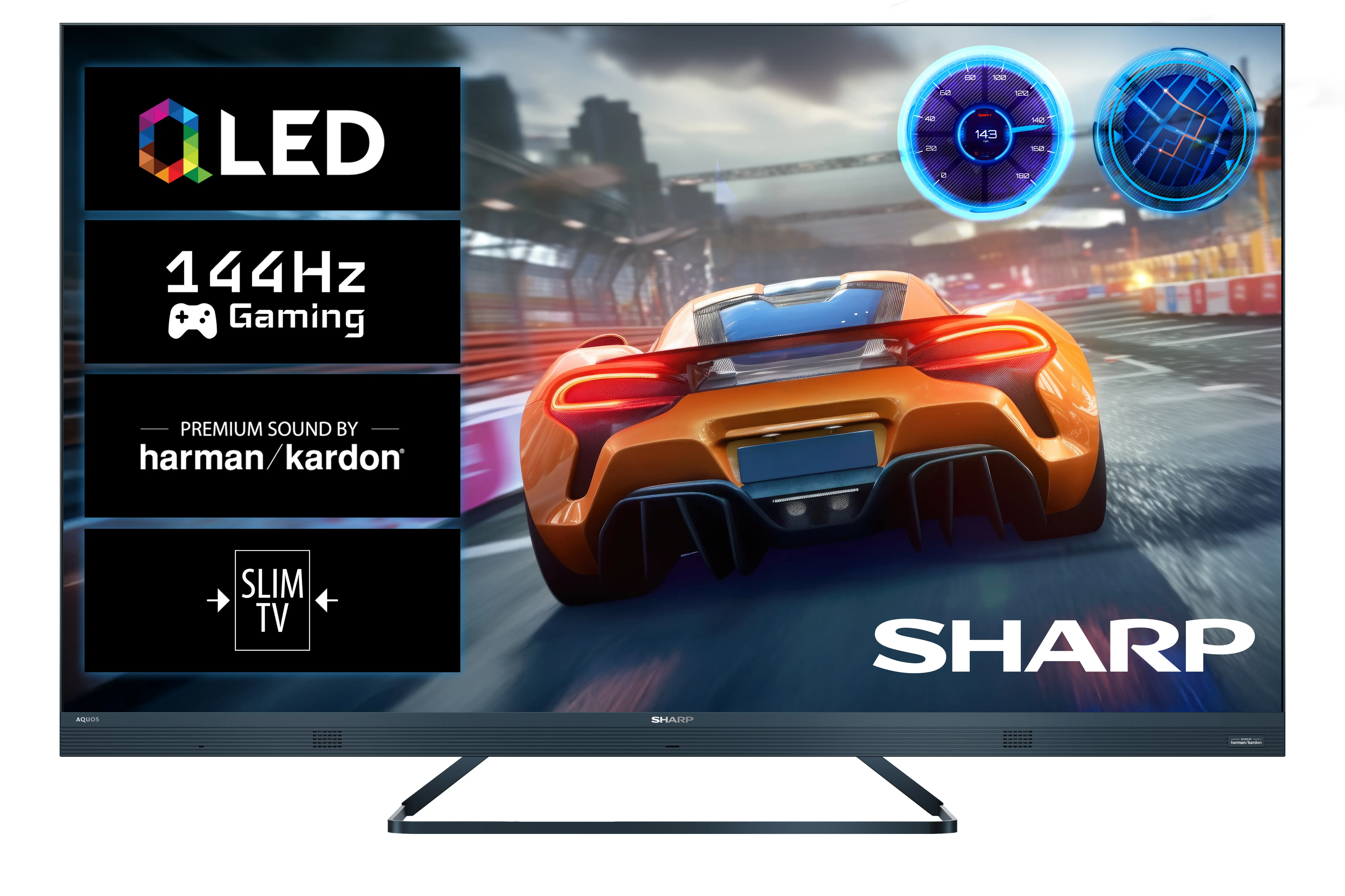 Telewizor Sharp 55FQ8EG  55" 4K QLED 4K 144Hz Google TV Funkcje AI Dolby Vision Dolby Atmos DTS:X HDMI 2.1 DVB-T2