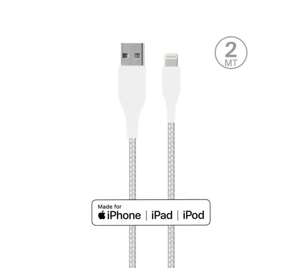 Puro Fabric Ultra Strong USB-A do Lightning MFi 2m Biały