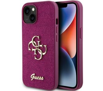 Etui Guess Glitter Script Big 4G GUHCP15SHG4SGU do iPhone 15 Purpurowy