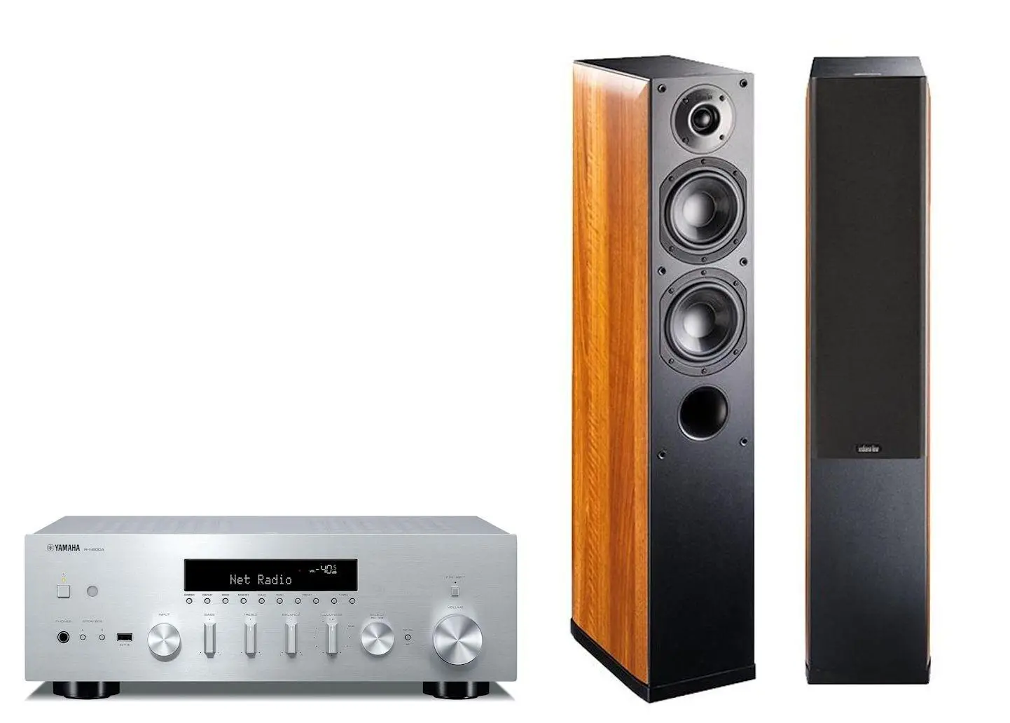 Zestaw stereo Yamaha R-N600A Srebrny, Indiana Line Nota 550 X Orzech