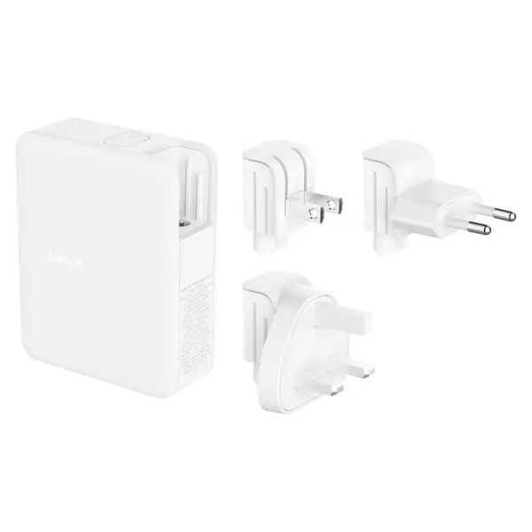 Ładowarka sieciowa Belkin WCH014BTWH, GaN, 140W, PD, 1x USB-A, 3x USB-C, Zestaw Wtyczek US, UK i EU