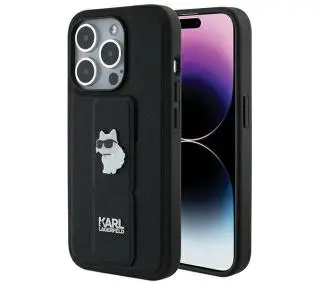 Karl Lagerfeld Gripstand Saffiano Choupette Pins KLHCP14LGSACHPK do iPhone 14 Pro Czarny