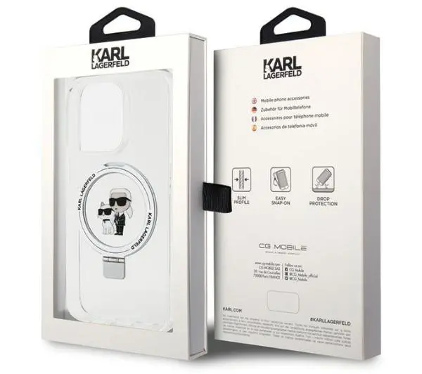 Karl Lagerfeld Ring Stand Karl&Choupettte MagSafe KLHMP13XHMRSKCH do iPhone 13 Pro Max Biały