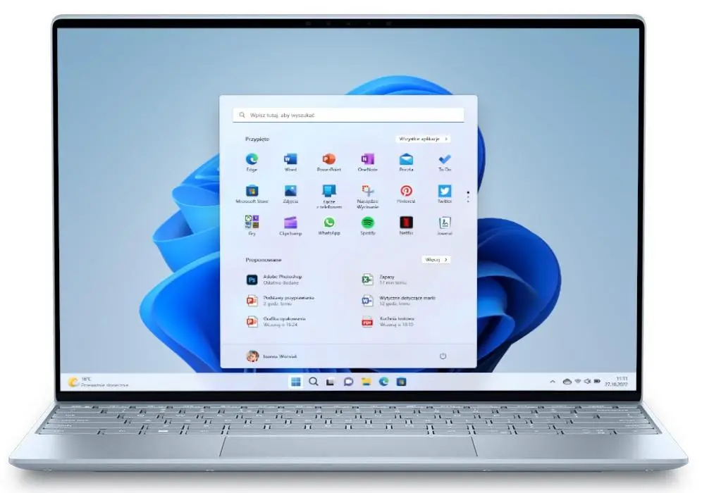 Laptop biznesowy Dell XPS 9315-9171 13,4" i7-1250U 16GB RAM 512GB Dysk SSD Win11 Pro Srebrny