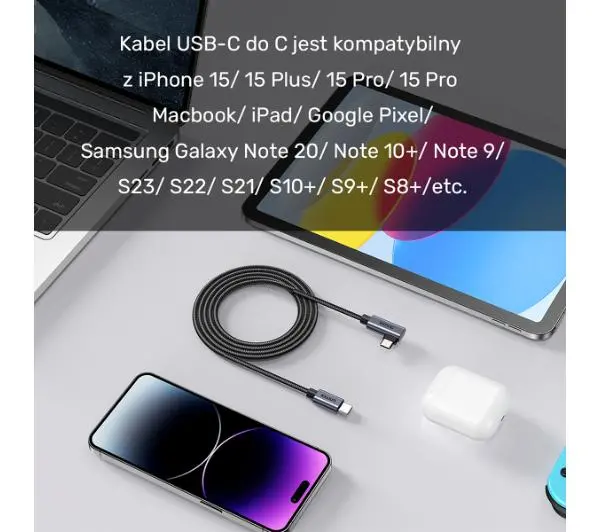 Unitek USB-C Power Delivery 100W 1m Szary