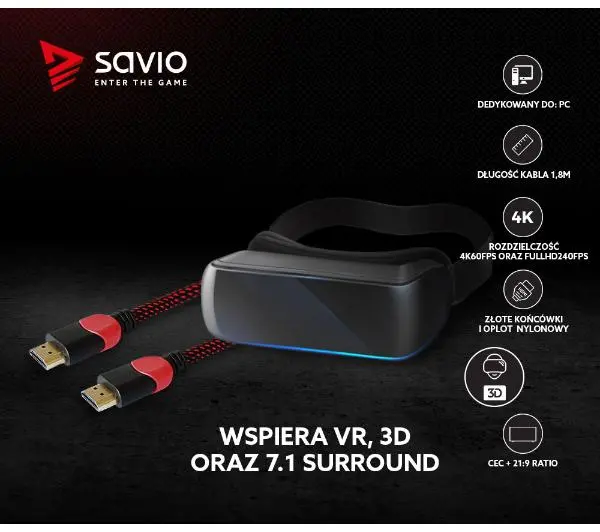 Savio GCL-04 3m Czerwony