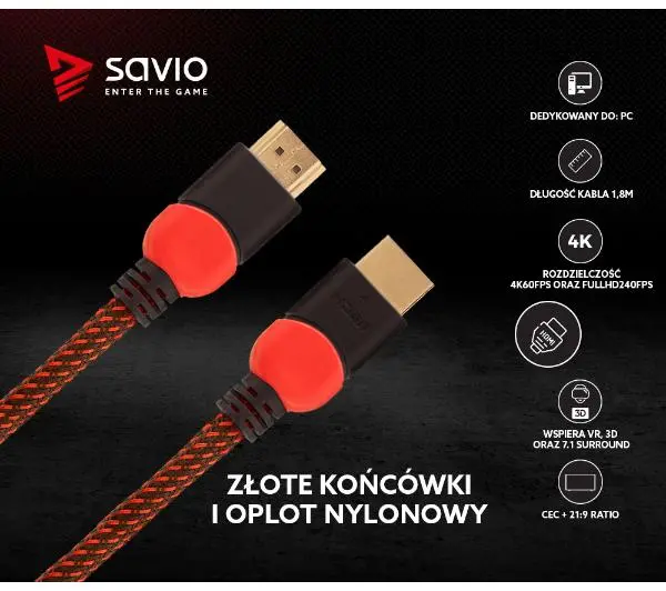 Savio GCL-04 3m Czerwony