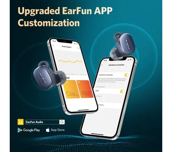 Earfun Free Pro 3 ANC Dokanałowe Bluetooth 5.3 Niebieski
