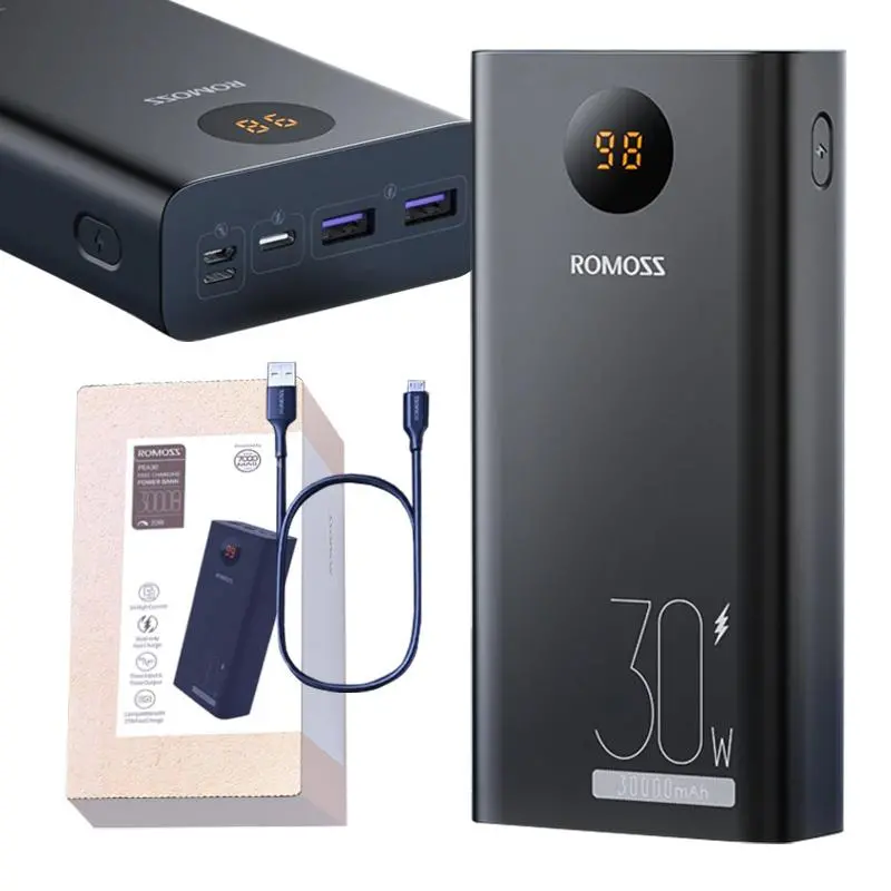 Фото Зовнішній акумулятор (павербанк) Romoss 30000 mAh 30W Black (PEA30)