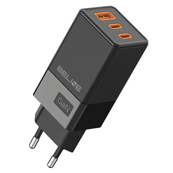 Ładowarka sieciowa Beline 2x USB-C + 1x USB 65W PD 3.0 + QC 3.0 GaN Czarny