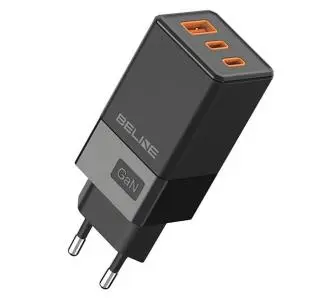 Ładowarka sieciowa Beline 2x USB-C + 1x USB 65W PD 3.0 + QC 3.0 GaN Czarny