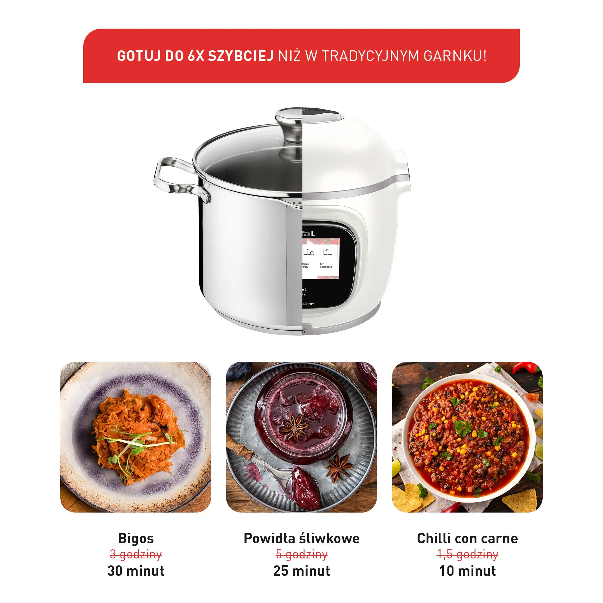 Multicooker Tefal Cook4me Touch Pro CY9431 1600W 6l Kosz do gotowania na parze