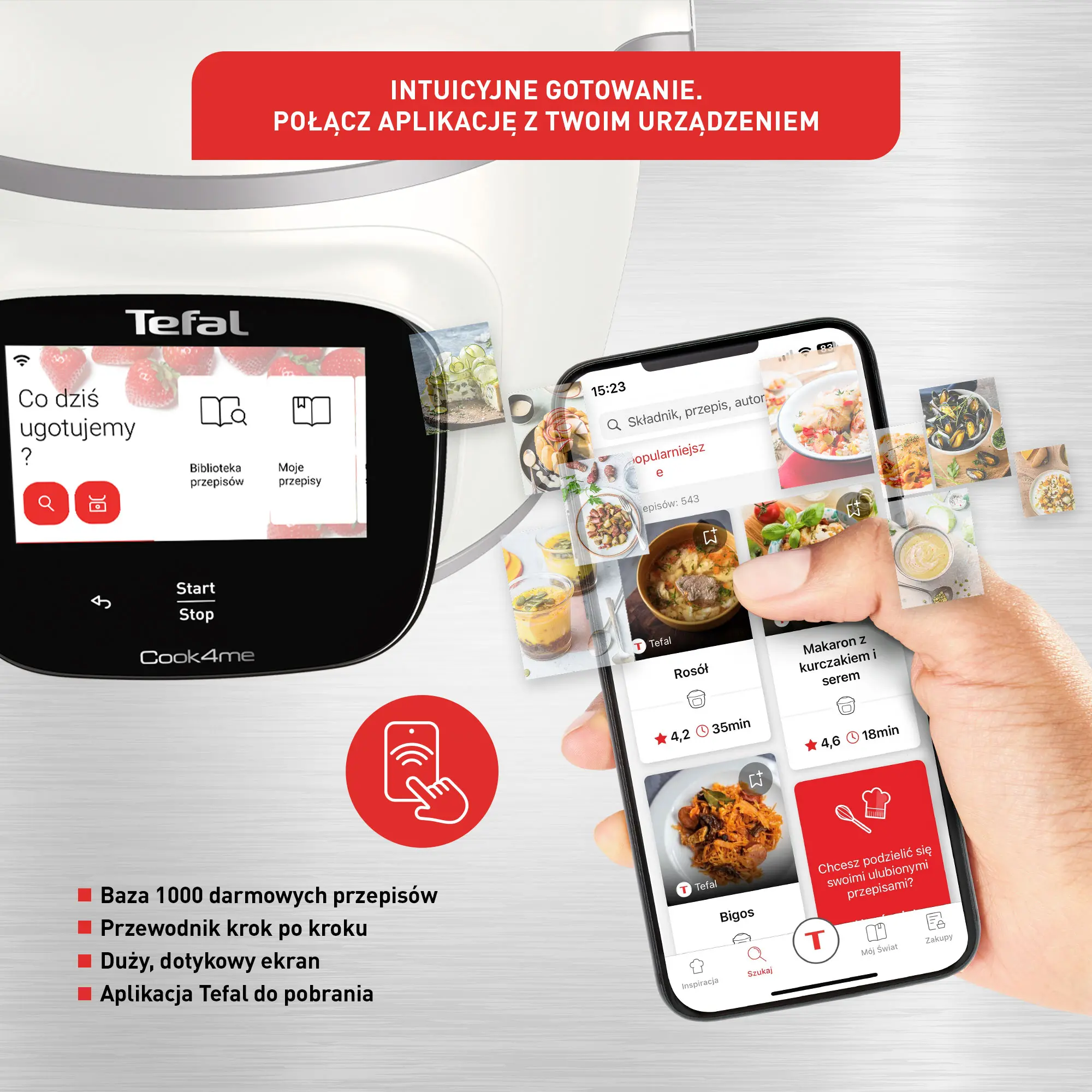 Multicooker Tefal Cook4me Touch Pro CY9431 1600W 6l Kosz do gotowania na parze