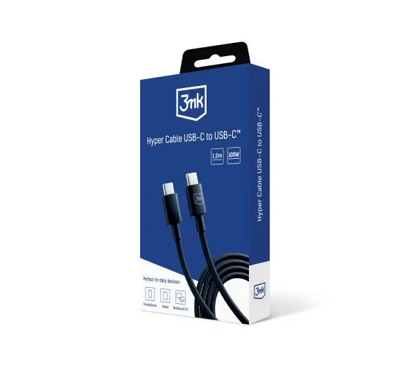 3mk Hyper USB-C do USB-C 100W 1,2m Czarny