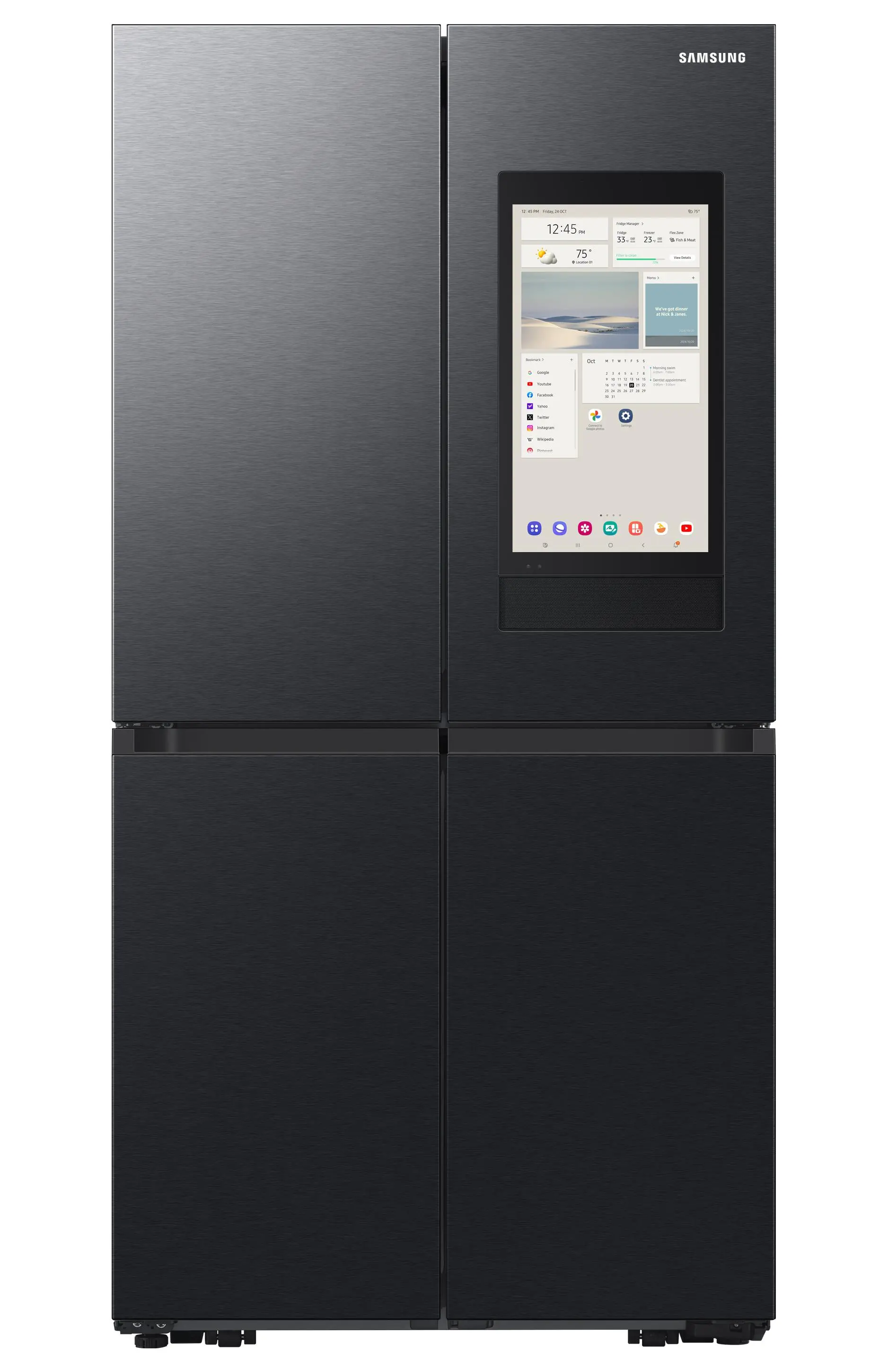 Lodówka Samsung Family Hub RF65DG9H0EB1 Funkcje AI Pełny No Frost 183cm Dystrybutor wody Kostkarka automatyczna Grafitowy