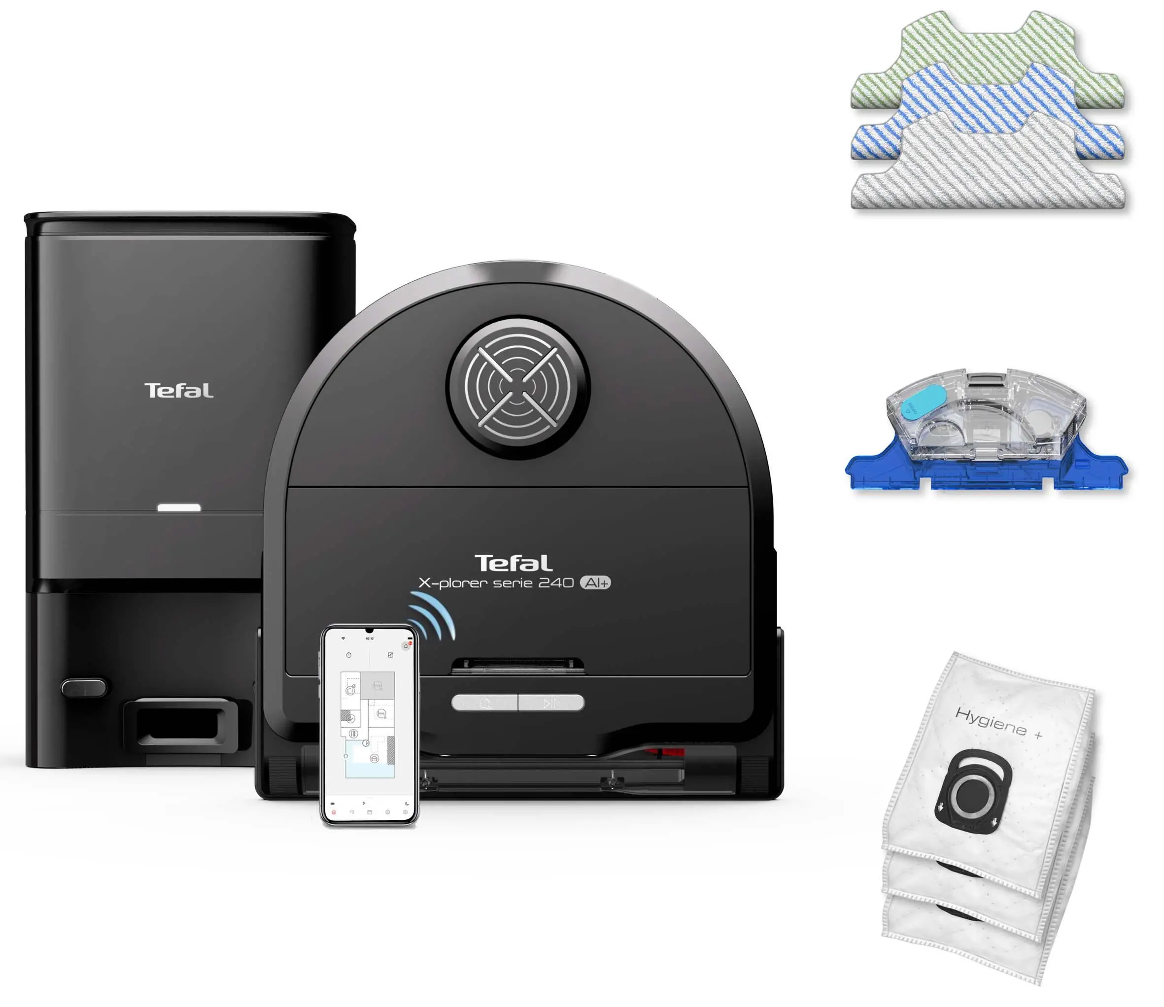 Robot sprzątający Tefal X-Plorer S240+ AI RG9695WH Funkcja mopowania Stacja oczyszczająca Tworzenie mapy pomieszczenia 65dB AI