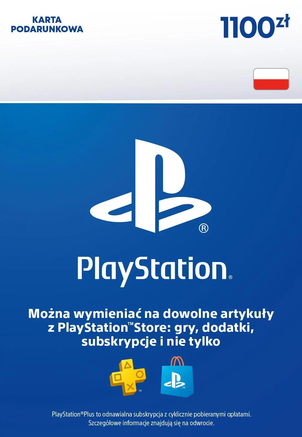 Doładowanie Sony PlayStation Network 1100 zł [kod aktywacyjny]
