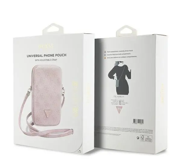 Guess torebka Zip 4G Triangle Różowy