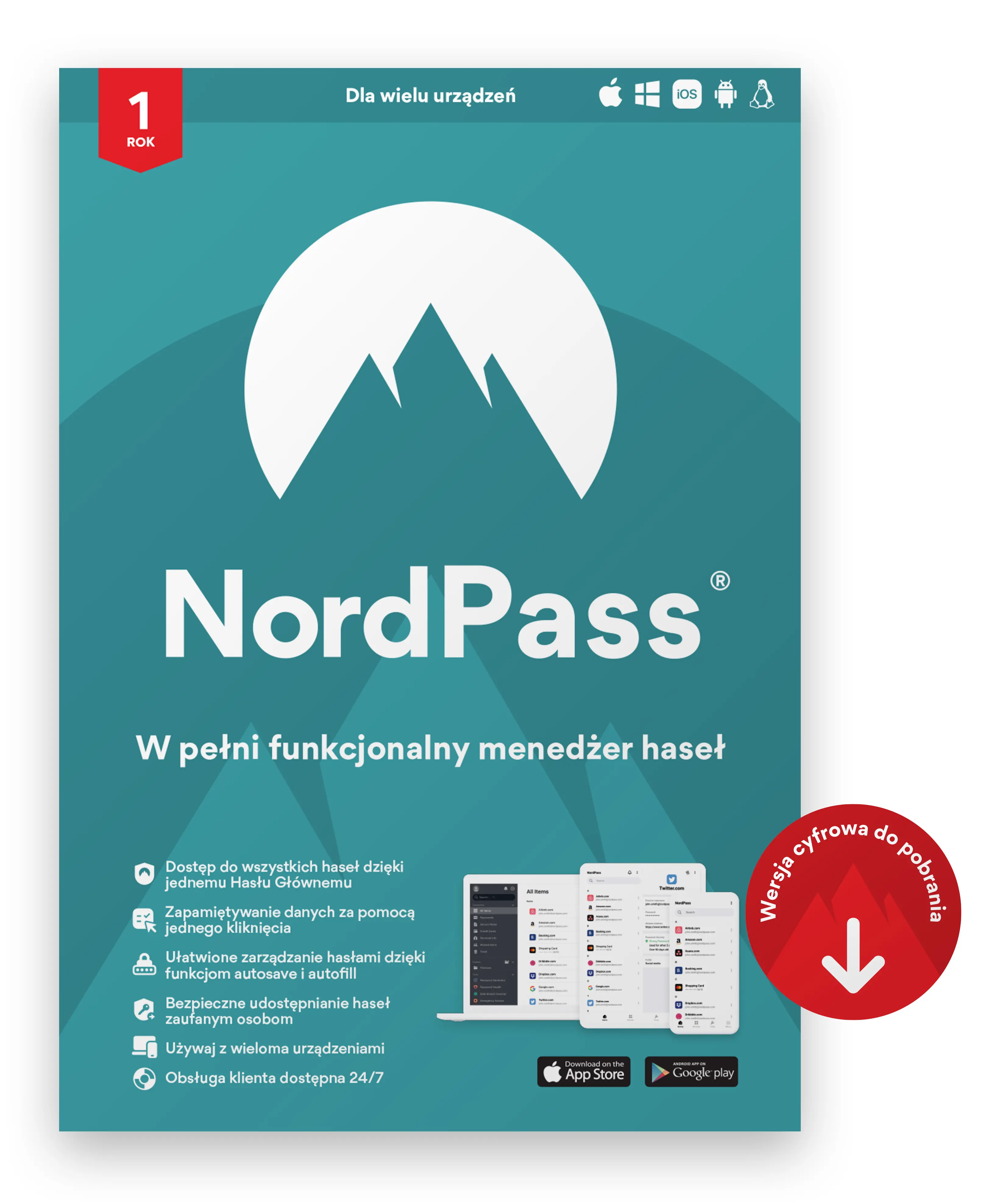Oprogramowanie NordVPN NordPass Premium 1 Rok