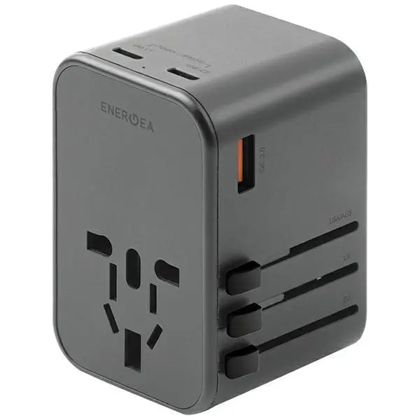 Ładowarka sieciowa Energea 1xUSB+2xUSB-C PD-PPS-QC 3.0 65W 1A2C 4w1 US/UA/EU/UK GaN65W Szary