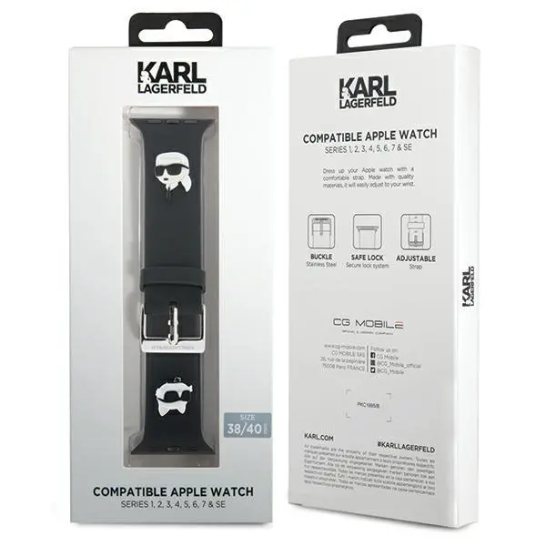 Pasek Karl Lagerfeld do Watch 38/40/41mm strap 3D Rubber Karl&Choupette Heads Czarny