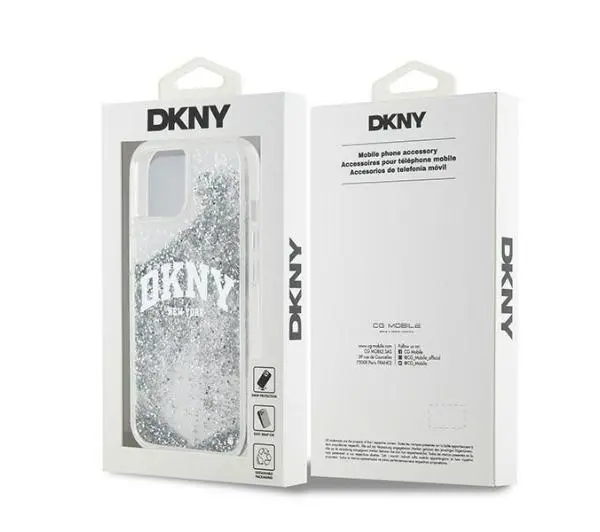 DKNY Liquid Glitter Big Logo do iPhone 15 Biały