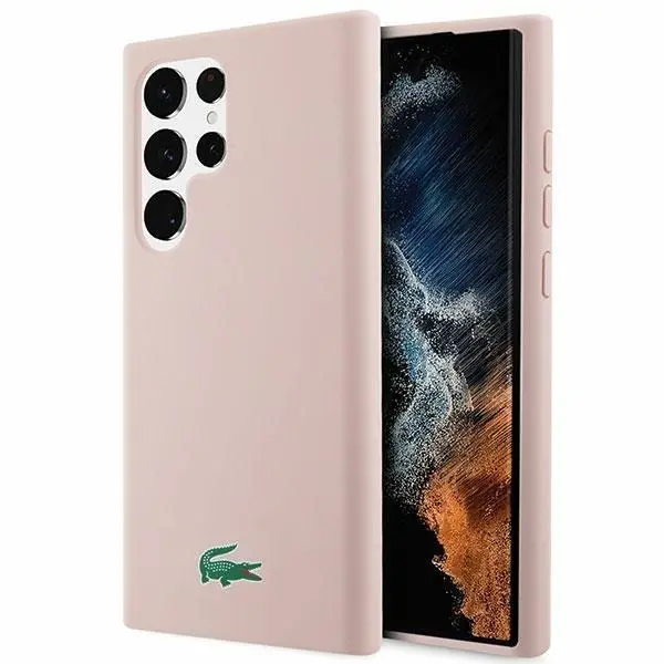 Etui Lacoste LCHCS23LSLOLP Hardcase Silicone do Samsung Galaxy S23 Ultra Jasnoróżowy