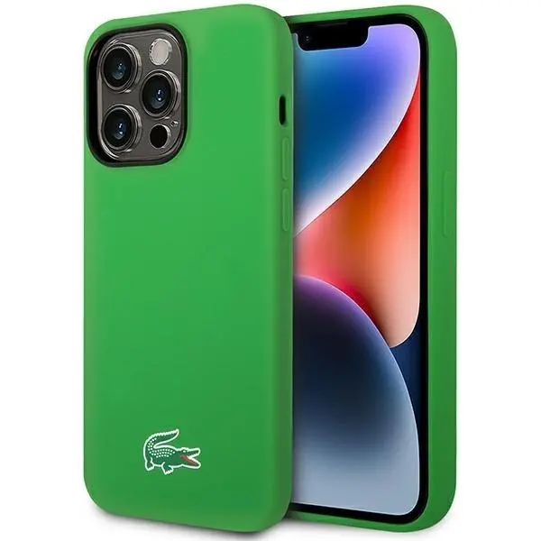Etui Lacoste LCHMP14LSLON Hardcase Silicone MagSafe do iPhone 14 Pro Zielony
