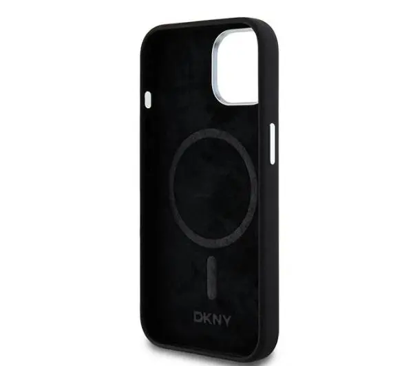 DKNY Hardcase Liquid Silicone Small Metal Logo MagSafe do iPhone 14 Czarny