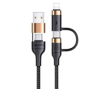 Kabel USAMS U62 2xUSB-C USB Lightning SJ483USB01 1,2m Czarny