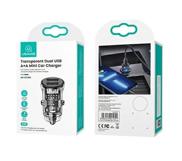 USAMS C31 2xUSB-A Fast Charge 3A Czarny